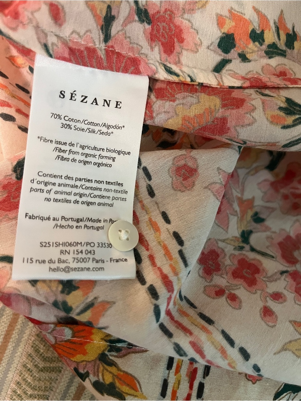 Sz 6 Sezane Fiori Rossi Print Button-Down Pierro Shirt Sz 38 UK - Picture 17 of 17